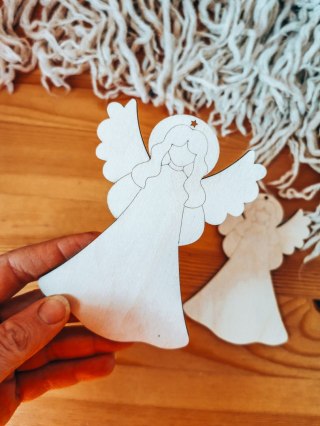 Zawieszka BAZA 10cm (2szt) - ANIOŁEK - - - (do ozdabiania, do kolorowania, na choinkę, anioł)