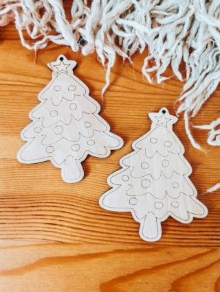 Zawieszka BAZA 10cm (2szt) - CHOINKA 02 - - - (do ozdabiania, do kolorowania, na choinkę)