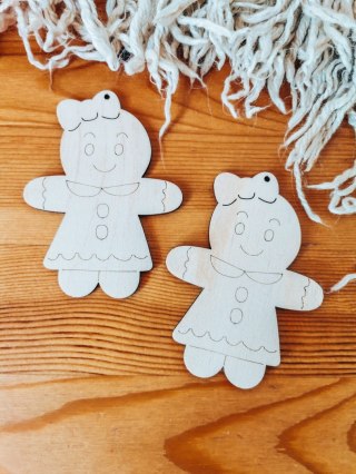 Zawieszka BAZA 10cm (2szt) - CIASTEK dziewczynka - - - (do ozdabiania, do kolorowania, na choinkę)