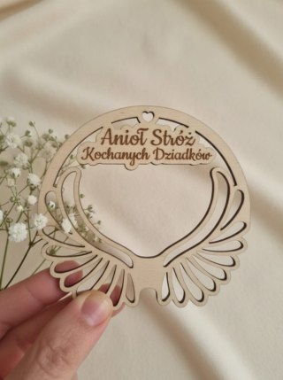 Anioł Stróż Kochanych Dziadków (1szt) - SKRZYDŁA zawieszka 9,5 cm - - - (skrzydła do anioła, skrzydełka do aniołka, obręcz anioł