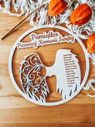 Anioł Stróż MODLITWA - KOMUNIA (1szt) - - - (pamiątka pierwszej komunii, koło, obręcz do aniołka makramy łapacza snów)