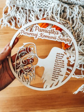 Anioł Stróż MODLITWA - KOMUNIA (1szt) - - - (pamiątka pierwszej komunii, koło, obręcz do aniołka makramy łapacza snów)