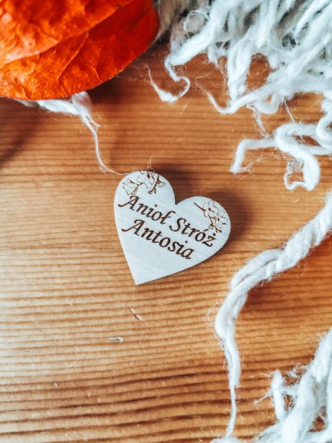Anioł Stróż z IMIENIEM - KWIATY - (1szt) SERDUSZKO 3/4/5cm - - - (serduszka imiona, serce imienne, serca imię)