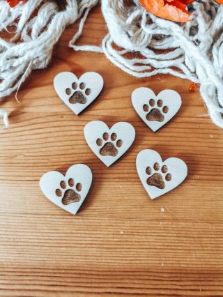 DEKOR łapa psa w sercu 3-5cm (5szt) - - - (pies, piesek)