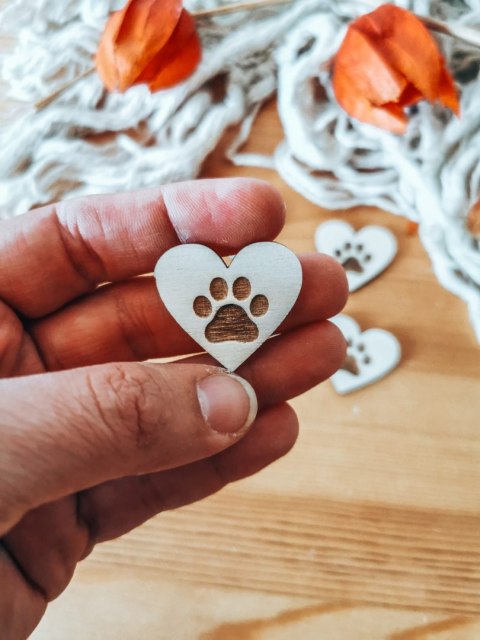 DEKOR łapa psa w sercu 3-5cm (5szt) - - - (pies, piesek)