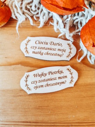 Dla CHRZESTNYCH, czy zostaniesz? - TABLICZKA (2szt) 10cm/12cm/14cm (8 wzorów)
