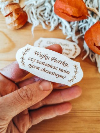 Dla CHRZESTNYCH, czy zostaniesz? - TABLICZKA (2szt) 10cm/12cm/14cm (8 wzorów)