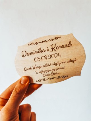 Dowolny tekst DEDYKACJA ŚLUBNA - tabliczka (1szt) 10cm/12cm/14cm - - - (Ślub, pamiątka, życzenia)