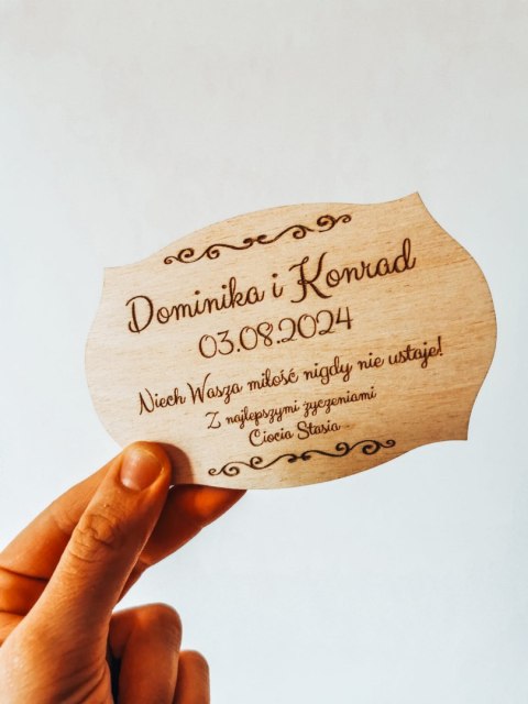 Dowolny tekst DEDYKACJA ŚLUBNA - tabliczka (1szt) 10cm/12cm/14cm - - - (Ślub, pamiątka, życzenia)