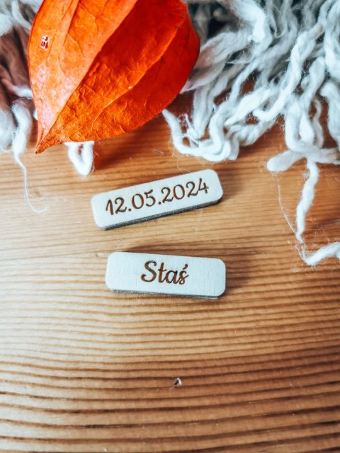 Dowolny tekst - MAŁE tabliczki (2szt) 4cm x 1cm - - - (serduszka, serduszko, serca, tabliczki)