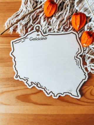 Dowolny tekst MAPA POLSKI z pinezką - tabliczka (1szt) 10cm/12cm/14cm