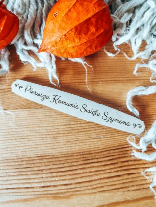 Dowolny tekst PAMIĄTKA KOMUNII - TABLICZKA (1szt) 10cm/12cm/14cm - (8 wzorów)