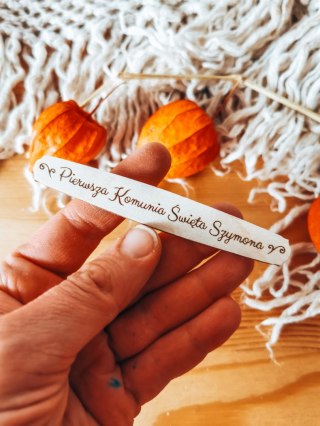 Dowolny tekst PAMIĄTKA KOMUNII - TABLICZKA (1szt) 10cm/12cm/14cm - (8 wzorów)