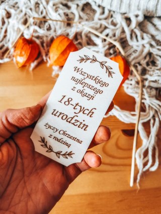 Dowolny tekst PIONOWA - tabliczka (1szt) 10cm/12cm/14cm - - - (Ślub, Chrzest, pamiątka, życzenia)