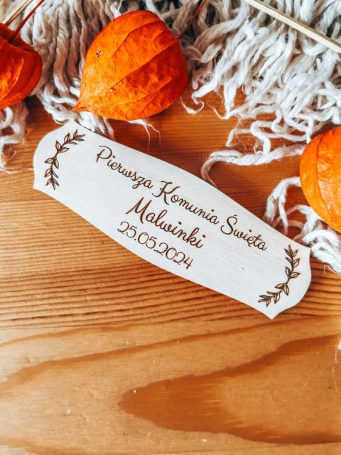 Dowolny tekst - Pamiątka Komunii - TABLICZKA 14,0cm x 4,5cm (8 wzorów)