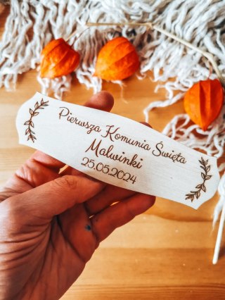 Dowolny tekst - Pamiątka Komunii - TABLICZKA 14,0cm x 4,5cm (8 wzorów)