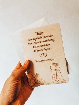 Drewniana Kartka - TATO, ten spacer... - (dowolny tekst) - podziękowanie dla Rodziców, Taty, Mamy