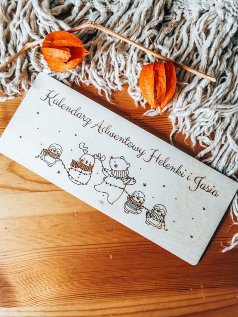 Kalendarz Adwentowy TABLICZKA do PRZYKLEJENIA - Świąteczne Zwierzątka - - - (baza do kalendarza adwentowego)