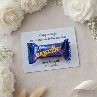 Kartka na BAJECZNY podziękowanie - wzór 01 - minimalistyczny - - - (kartonik na czekoladkę dla gości, upominek)