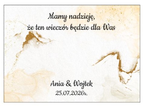 Kartka na BAJECZNY podziękowanie - wzór 05 - złoty AA - - - (kartonik na czekoladkę dla gości, upominek)