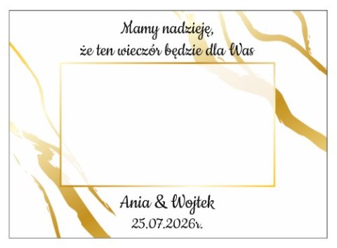 Kartka na BAJECZNY podziękowanie - wzór 06 - złoty AB - - - (kartonik na czekoladkę dla gości, upominek)