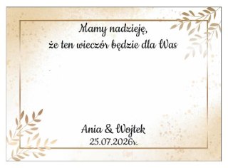 Kartka na BAJECZNY podziękowanie - wzór 07 - gałązki jasne - - - (kartonik na czekoladkę dla gości, upominek)