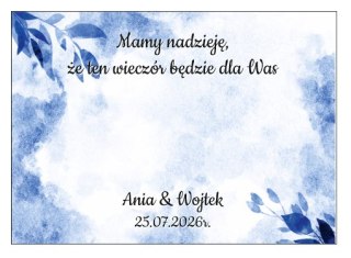 Kartka na BAJECZNY podziękowanie - wzór 10 - niebieskie kwiaty C - - - (kartonik na czekoladkę dla gości, upominek)