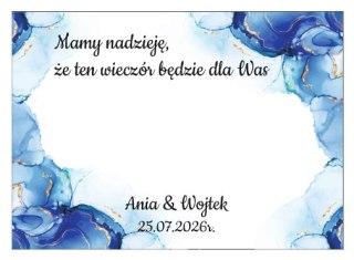 Kartka na BAJECZNY podziękowanie - wzór 11 - niebieski glamour - - - (kartonik na czekoladkę dla gości, upominek)