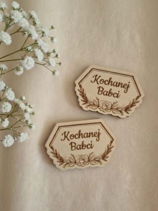 Kochanej Babci - TABLICZKA mała (2szt) 4,5 x 3cm - - - (napis, ramka, do ramki)