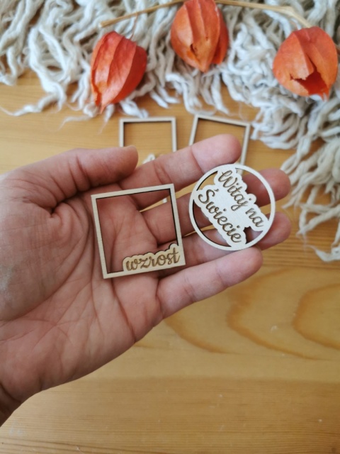 Metryczka - OKIENKA 01 (5szt, 4cm) - - - (dowolny tekst, metryka urodzenia)