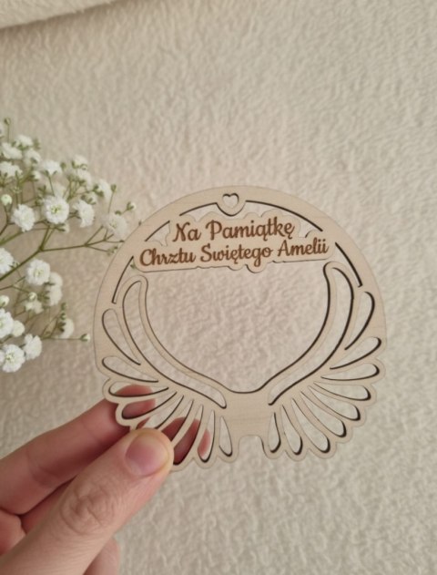 Na Pamiątkę Chrztu Świętego (1szt) - SKRZYDŁA zawieszka 9,5 cm - - - (skrzydła do anioła, skrzydełka do aniołka, obręcz aniołek,