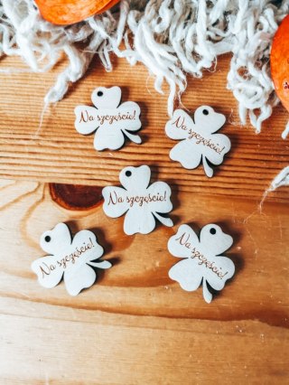 Na szczęście - KONICZYNKA (5szt) 3/4/5cm - - - (koniczyna czterolistna, zawieszka)