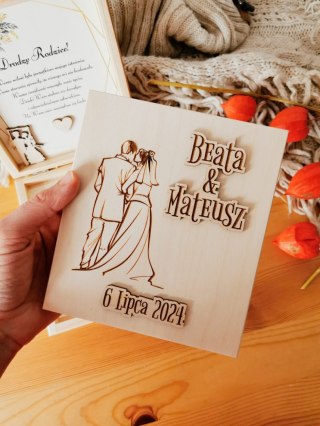 Prośba o błogosławieństwo (1szt) - PARA MŁODA 3d - zaproszenie dla Rodziców na Ślub w drewnianym pudełku