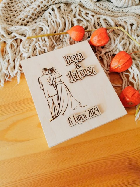 Prośba o błogosławieństwo (1szt) - PARA MŁODA 3d - zaproszenie dla Rodziców na Ślub w drewnianym pudełku