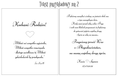 Prośba o błogosławieństwo (1szt) - PARA MŁODA 3d - zaproszenie dla Rodziców na Ślub w drewnianym pudełku