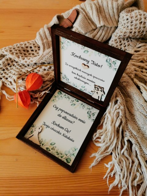 Prośba o poprowadzenie do ołtarza (1szt) - 3d SERCE GEOMETRYCZNE - zaproszenie dla Rodziców na Ślub w drewnianym pudełku