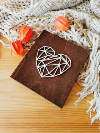 Prośba o poprowadzenie do ołtarza (1szt) - 3d SERCE GEOMETRYCZNE - zaproszenie dla Rodziców na Ślub w drewnianym pudełku