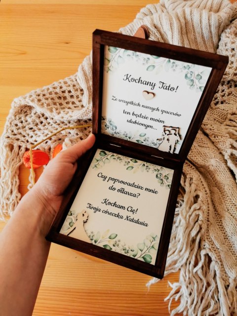 Prośba o poprowadzenie do ołtarza (1szt) - 3d SERCE GEOMETRYCZNE - zaproszenie dla Rodziców na Ślub w drewnianym pudełku