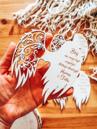 Skrzydła BÓG NIE MÓGŁ BYĆ WSZĘDZIE dla Rodziców (12cm) (3szt) - kształt M-01 - (skrzydełka dla Mamy Taty do aniołka, anioła anio