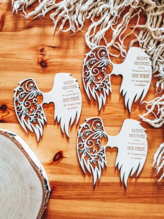 Skrzydła NAJLEPSI NAUCZYCIELE to tacy (12cm) (3szt) - kształt M-01 - (skrzydełka dla nauczyciela do aniołka, anioła aniołek, ani