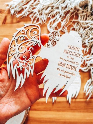 Skrzydła NAJLEPSI NAUCZYCIELE to tacy (12cm) (3szt) - kształt M-01 - (skrzydełka dla nauczyciela do aniołka, anioła aniołek, ani