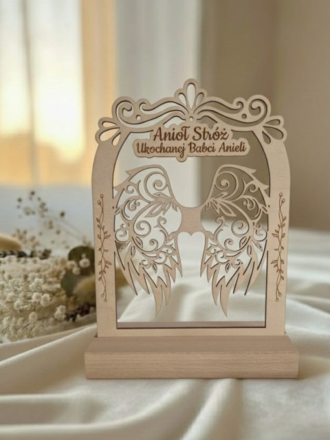 TABLICZKA STOJĄCA (1szt) - wzór 01 - 14,5cm x 19,5cm - Dla Babci Dziadka - - - (na aniołka podziękowanie, baza ze skrzydełkami, 