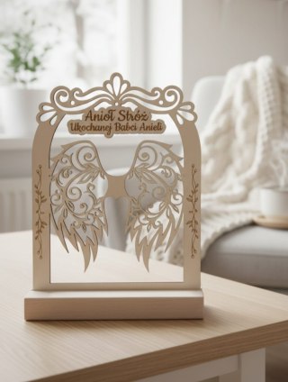 TABLICZKA STOJĄCA (1szt) - wzór 01 - 14,5cm x 19,5cm - Dla Babci Dziadka - - - (na aniołka podziękowanie, baza ze skrzydełkami, 