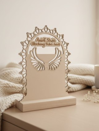 TABLICZKA STOJĄCA (1szt) - wzór 02 - 14,5cm x 19,5cm - Dla Babci Dziadka - - - (na aniołka podziękowanie, baza ze skrzydełkami, 