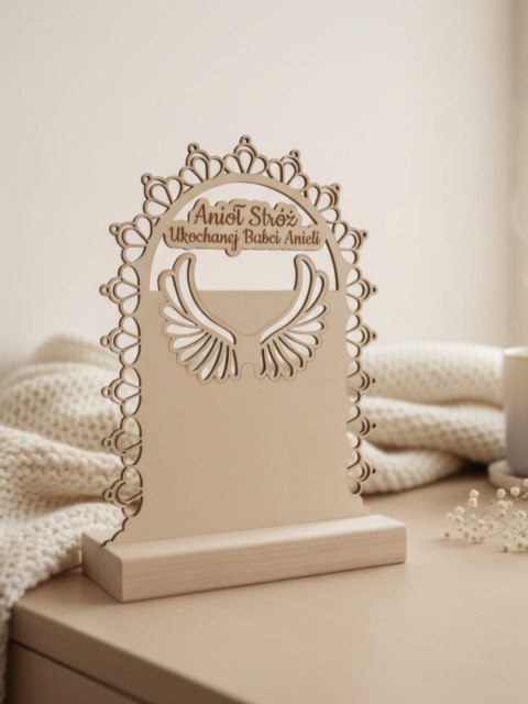 TABLICZKA STOJĄCA (1szt) - wzór 02 - 14,5cm x 19,5cm - Dla Babci Dziadka - - - (na aniołka podziękowanie, baza ze skrzydełkami, 