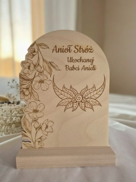 TABLICZKA STOJĄCA (1szt) - wzór 03 - 14,5cm x 19,5cm - Dla Babci Dziadka - - - (na aniołka podziękowanie, baza ze skrzydełkami, 