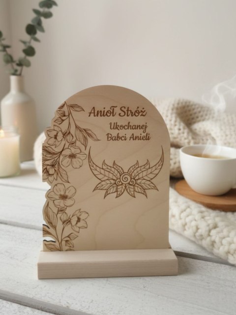 TABLICZKA STOJĄCA (1szt) - wzór 03 - 14,5cm x 19,5cm - Dla Babci Dziadka - - - (na aniołka podziękowanie, baza ze skrzydełkami, 