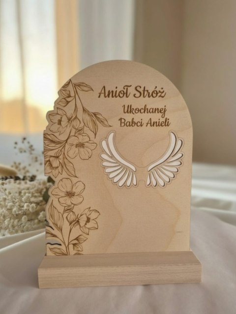 TABLICZKA STOJĄCA (1szt) - wzór 04 - 14,5cm x 19,5cm - Dla Babci Dziadka - - - (na aniołka podziękowanie, baza ze skrzydełkami, 