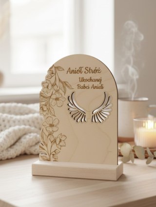 TABLICZKA STOJĄCA (1szt) - wzór 04 - 14,5cm x 19,5cm - Dla Babci Dziadka - - - (na aniołka podziękowanie, baza ze skrzydełkami, 