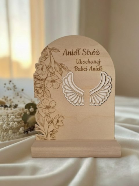 TABLICZKA STOJĄCA (1szt) - wzór 05 - 14,5cm x 19,5cm - Dla Babci Dziadka - - - (na aniołka podziękowanie, baza ze skrzydełkami, 